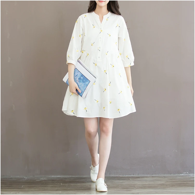 Dress Women Rushed Time-limited None Ukraine Women's Free Shipping 2019 Autumn College Wind Cotton And Embroidered Female | Женская