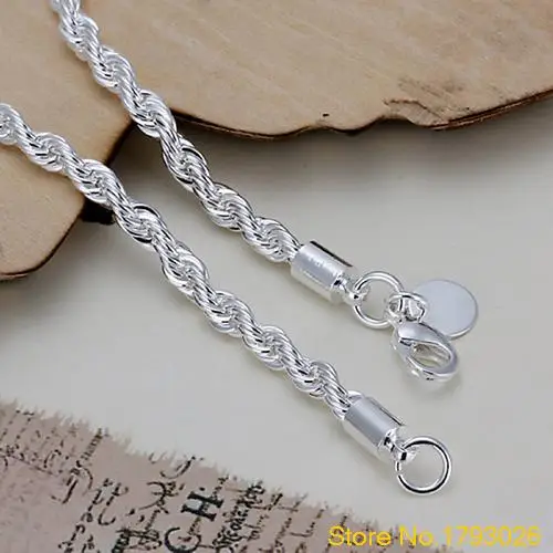 Элегантный посеребренный витой веревочный дизайн тонкий браслет-цепочка для