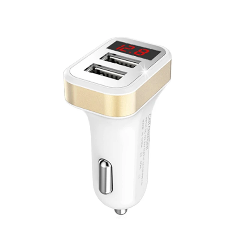 Автомобильное зарядное устройство с двумя usb портами 2 1 А цифровой светодиодный