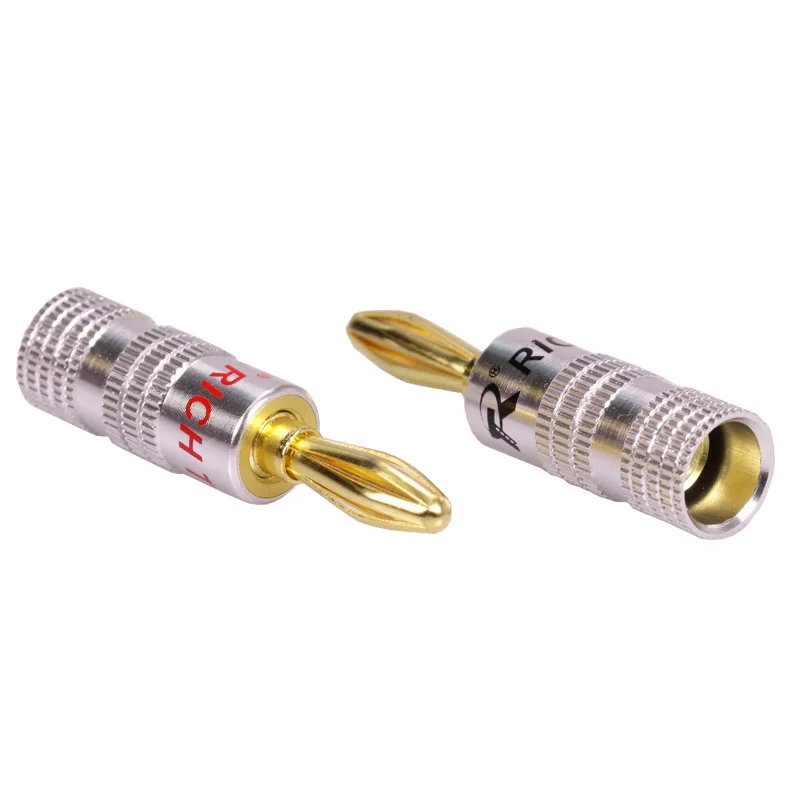 4pcs/lot Speaker Banana Plugs High Quality 24K Copper 4MM Plug Male Connector Adapter 50 Pairs Red+Black | Обустройство дома