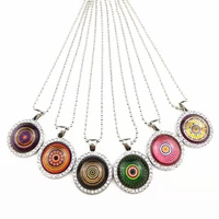 24pcs india wind pendant mandala flower bandanna paisley vintage necklace for women girl buddhist cultural jewellery wholesale