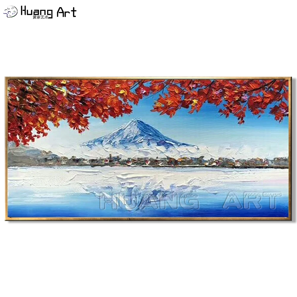 100% ручная роспись Гора Fuji Япония пейзаж масляная живопись на холсте для гостиной