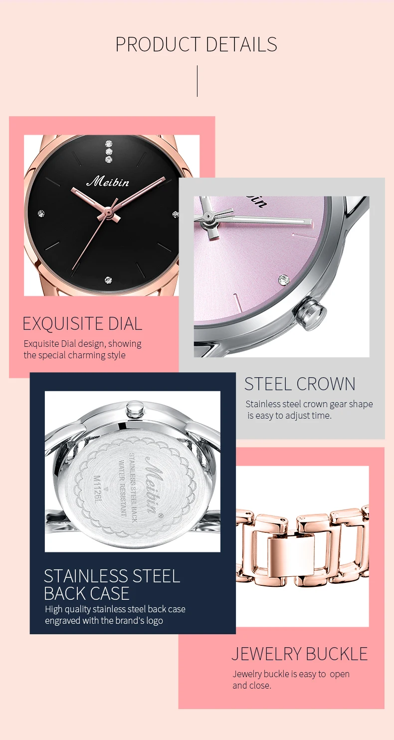 MEIBIN Hot Sale Elegant Women Bracelet Watch Fashion Ladies Quartz Watches Casual Female Wristwatch Montre Femme Gifts 1126