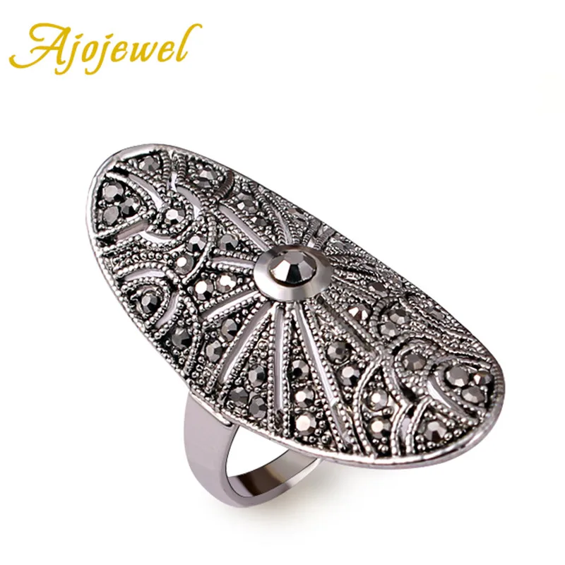 Новое Элегантное женское винтажное ретро кольцо с черным камнем Anel De Falange Bijoux