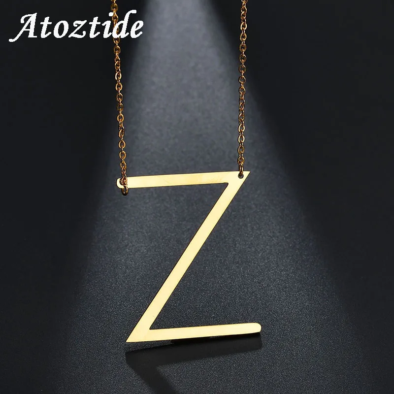 

Atoztide Customize Stainless Steel Capital Letter Z Necklace Women Personalize English Alphabet Initial Necklace & Pendant