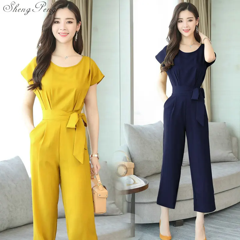 

2018 summer rompers womens jumpsuit sexy ladies casual elegant short sleeve long trousers overalls black jumpsuit Q380