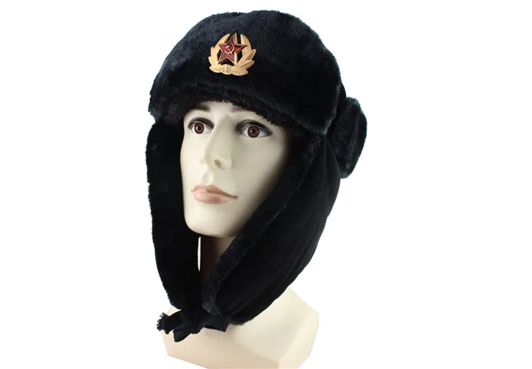 Советская армия, военный значок, Россия, ушанка, шапки-бомберы, летчик, охотник, шапка, зимняя, искусственный мех кролика, ушанка, мужские снежные шапки