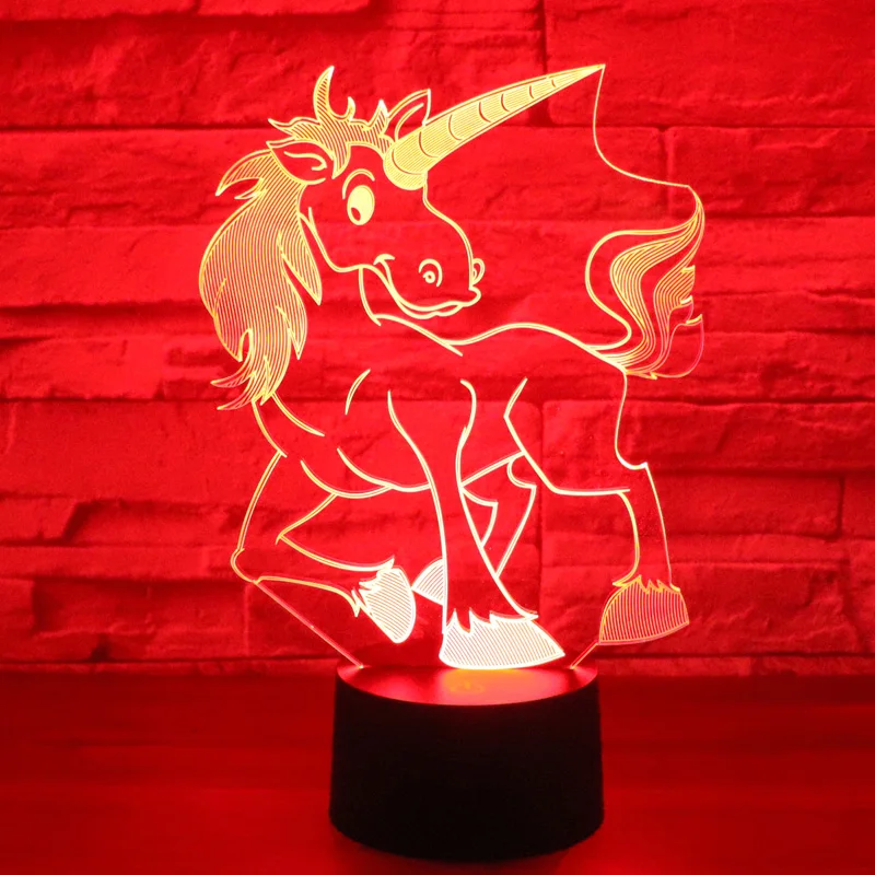 

MYDKDJL 3D LED Night Light for Dynamic Unicorn with 7 Colors Light for Home Decoration Lamp Amazing Visualization Optical