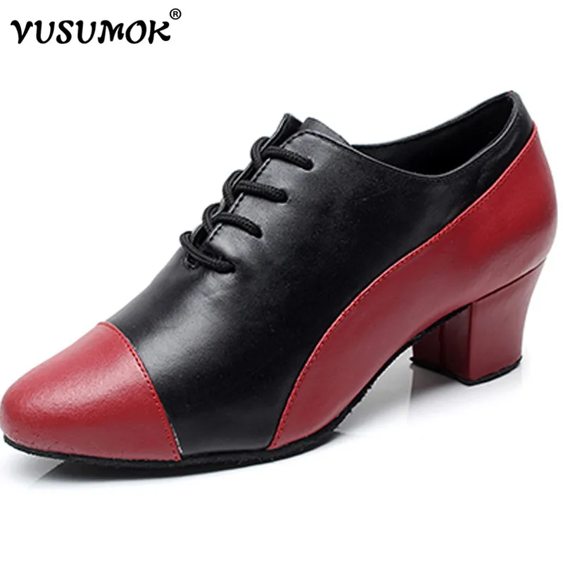 

VUSUMOK Genuine leather Women Dance Shoes Latin Modern shoes square dance shoes Soft cowhide Ballroom dancing shoes