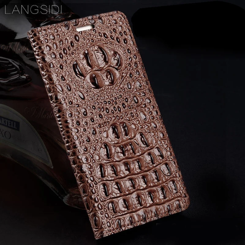 

LANGSIDI genuine leather flip Wallet Wholesale for Huawei p30 lite case Crocodile back texture For Nova 3 4 handmade phone case