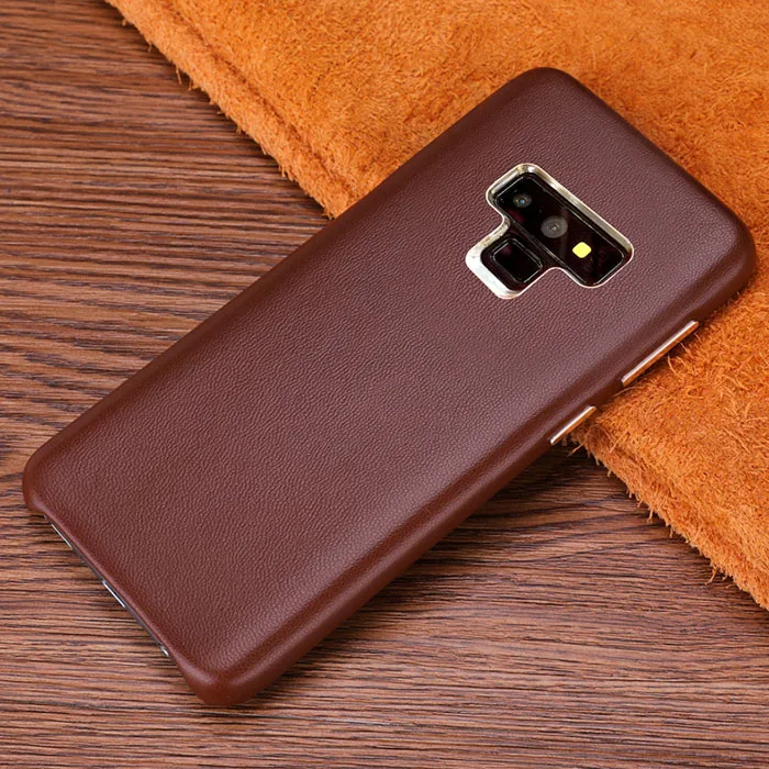 Brown Чехол для samsung Galaxy Note 9, роскошный тонкий чехол из натуральной кожи, противоударный жесткий чехол для телефона для samsung Note 9, задняя крышка 6,4 - Цвет: Brown