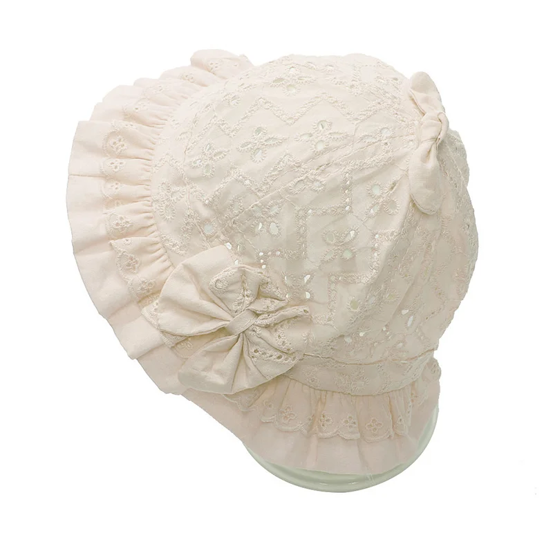 Летняя Хлопковая шапочка для маленьких девочек однотонная шляпа с бантом в