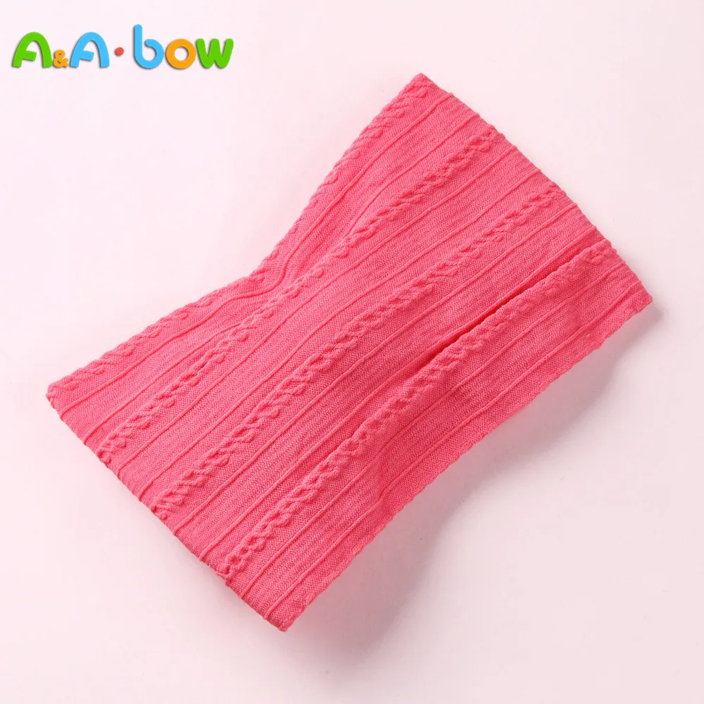 1PCS New Braid Nylon Bow Headbands Cable Knit Solid Wide Turban Baby Girls Head Wrap Hair Accessories 27 colors | Детская одежда и