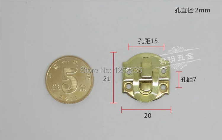 

21 * 20mm Antique jewelry box lock Wooden accessories metal buckle Yuan chest buckle Crafts small gold buckle Wholesale
