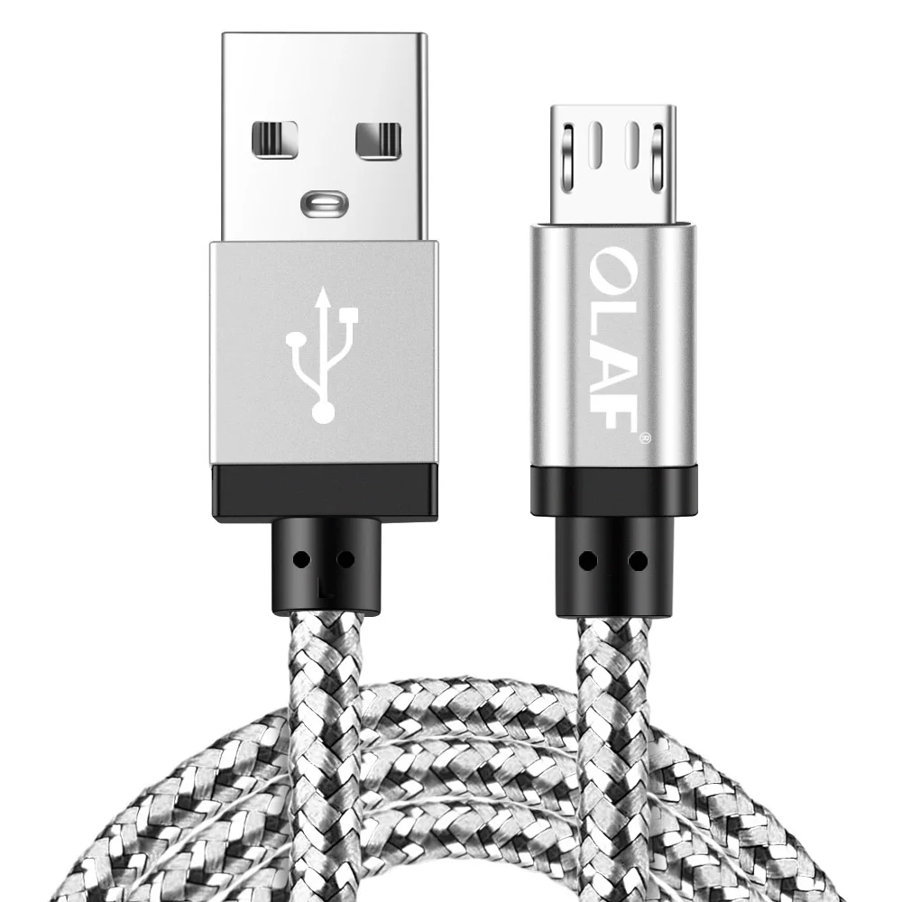 Олаф микро USB кабель 1 м 2 м 3 м Быстрая зарядка данных USB кабель для samsung Xiaomi huawei Android Microusb Кабели для мобильных телефонов - Цвет: Silver