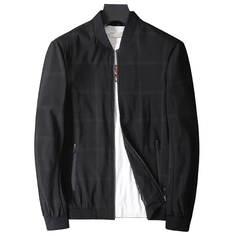 

Fashion striped baseball style thin casual jacket men stand collar coat outerwear for spring autumn