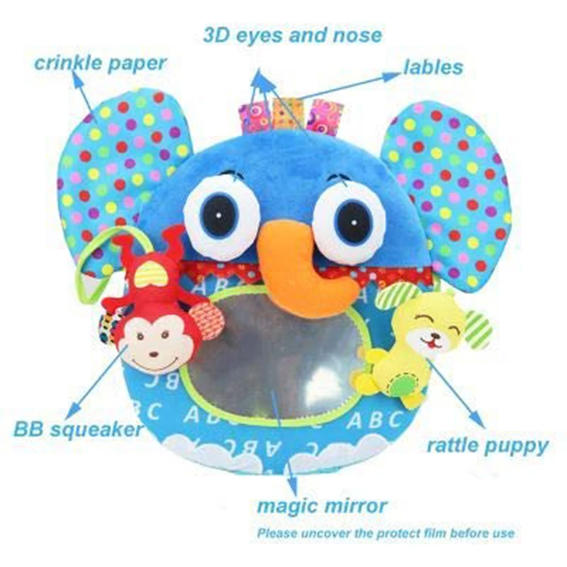 Stuffed Plush Baby Rattles Toddler Bed Elephant Owl Mirror Infant Stroller Hanging Newborn Educational Toy 0-12 Months | Игрушки и хобби
