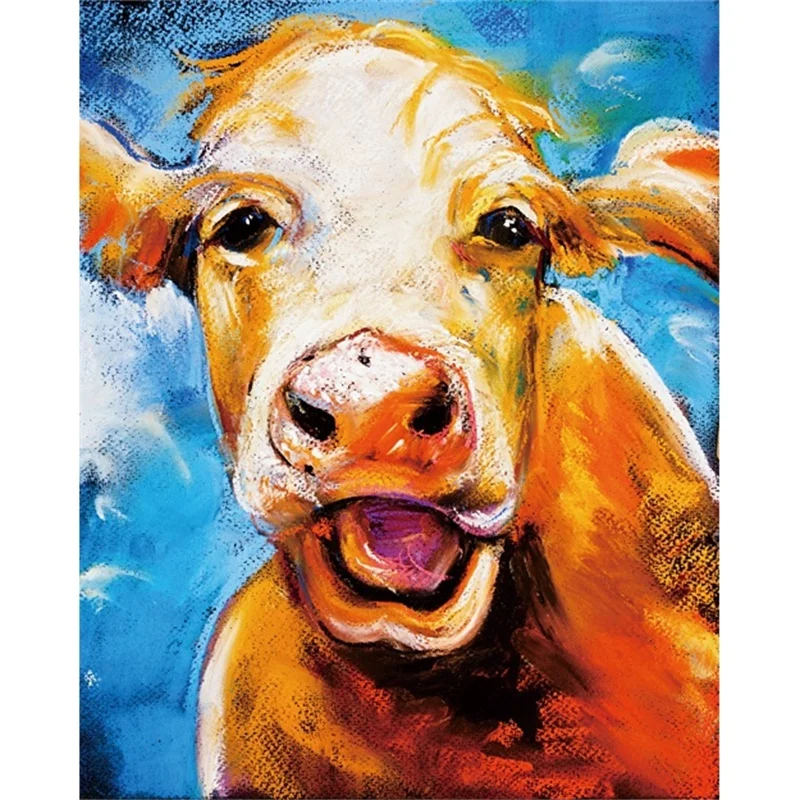 

Laeacco Canvas Calligraphy Painting Cow Pastel Painting Modern Art Posters and Prints Wall Pictures Living Room Home Decoration