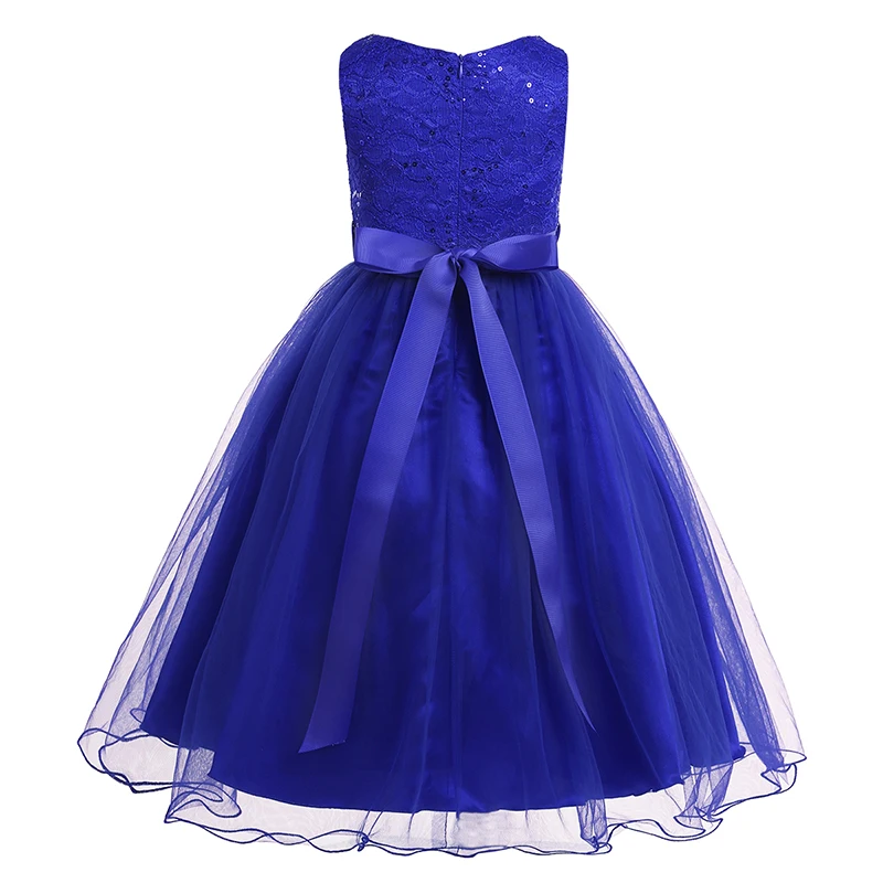 Teen Girls Sleeveless Sequins Lace Mesh Flower Girl Dress Princess Pageant Ball Gown Wedding Party with detachable sashes | Детская