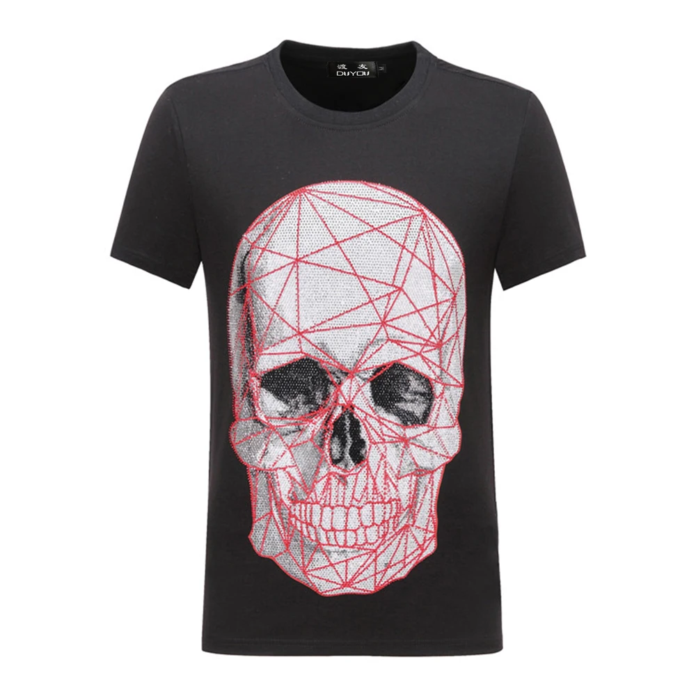 

PPFRIEND Cotton Big Skull Print Loose Mens o-neck t shirts Fashion Men's Tops Men T-shirt Short Sleeve Male Tshirt ADT901094