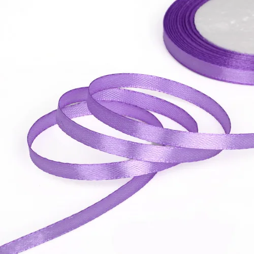 Lavender Длина 7 мм ширина атласная лента для DIY лук Ремесло Декор Свадебная вечеринка для упаковки подарков принадлежности для скрапбукинга 25 ярдов - Цвет: Lavender