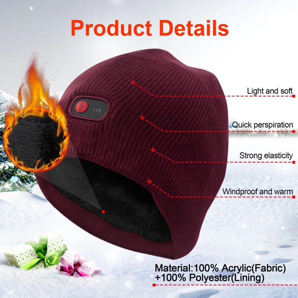 Новинка, электрическая шапка с подогревом Skullies Beanies, мягкие хлопковые теплые шапки из углеродного волокна для холодной зимы