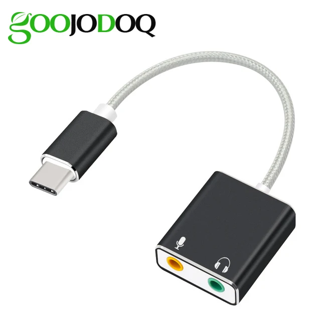 Внешняя звуковая карта GOOJODOQ USB Type C для наушников 3D стерео аудио адаптер новая с