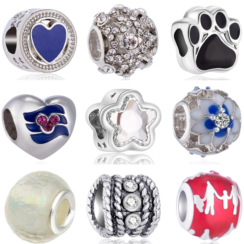 Luxurious Big Ball Rainbow Flowers Bear Paw Mickey Pendants Beads Fit Brand Charms Bracelets for Women DIY Pulsera Gifts | Украшения и