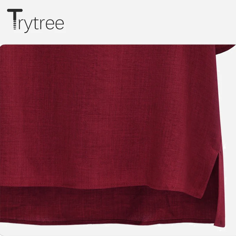 Женская офисная блузка Trytree красная однотонная из полиэстера Повседневная