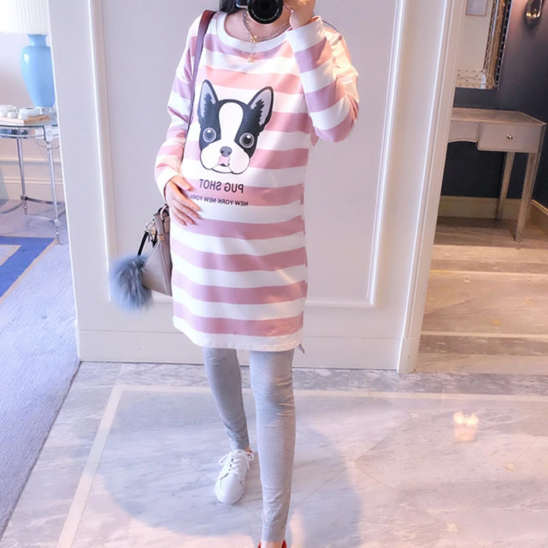 2018 одежда для сна беременных розовые удобные топы и низ Домашняя толстые пижамы