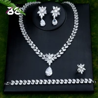 be 8 hot sale crystal aaa cubic zirconia necklace earrings 4pcs set elegant jewelry for women african beads jewelry set s412