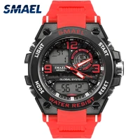 men watch red smael fashion quartz wristwatch s shock resist automatic date led watch digital alarm1603 sport watches waterproof