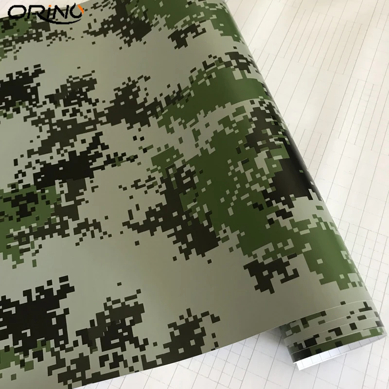 50x200 см Военная армейская зеленая цифровая камуфляжная виниловая пленка для