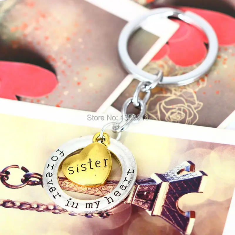 Новинка модные круглые посеребренные брелки для ключей с надписью Brother Forever In My