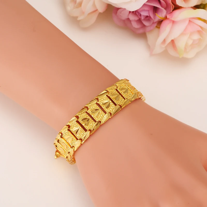 Bangrui 20cm*17mm Male Bracelet Men Jewelry Hip hop style High quality gold Color preserving Persistence MEN gift | Украшения и
