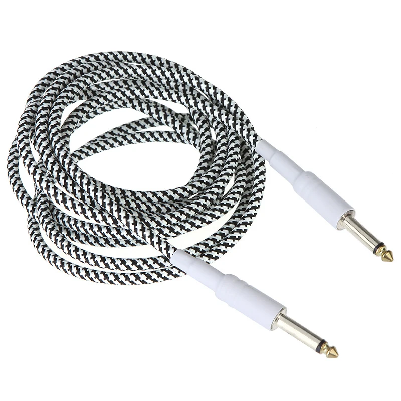 3M/10FT Wove Guitar Lines Cable 24k Gold-plated Connectors and Oxygen-free Copper Wire Cord Black with White | Спорт и развлечения
