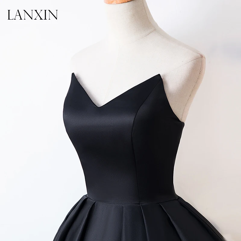 Vintage Black Short Prom Dresses Sweetheart Front Low Back Satin Women Evening Dress Party Gown | Свадьбы и торжества