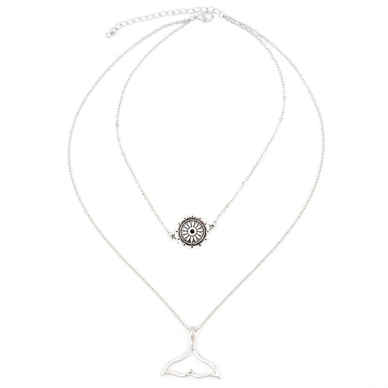 2 шт./компл. женское ожерелье в ретро-стиле с резным узором изображением хвоста