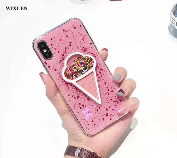 Чехол для телефона Wixcen Pink Liquid Ice Cream мягкий Блестящий силиконовый чехол из ТПУ Iphone