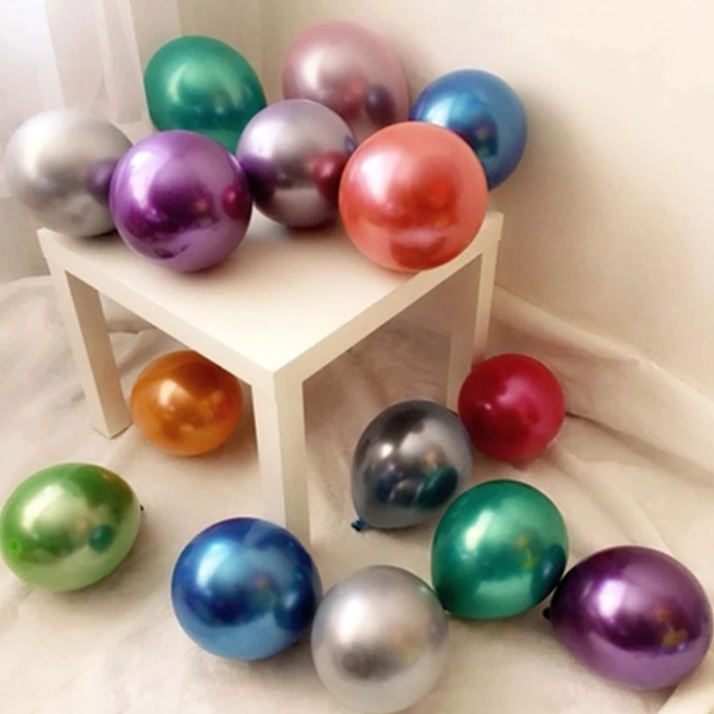 

12inch Round Metallic Latex Balloons Flashing Metal Ballons Happy Birthday Decorations Helium Air Ball Wedding Party Supplies