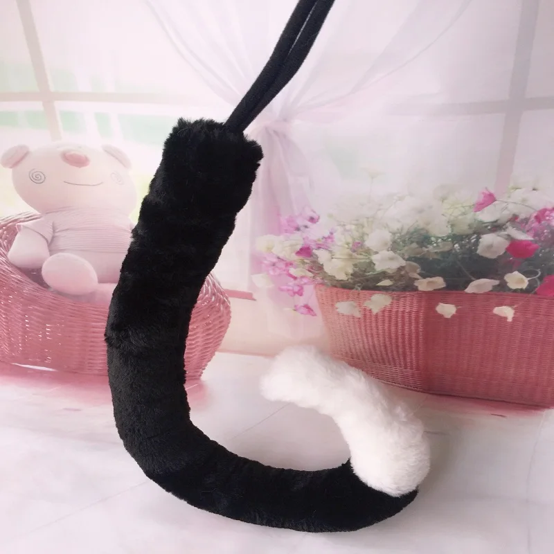 A Party white Cosplay Costume black Anime Cat Tail 70 cm Wire inside cos Cute Sexy Women Girls Party Christmas Easter - Цвет: A