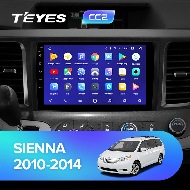 TEYES CC2 Штатная магнитола для Тойота Сиенна 3 XL30 Toyota Sienna 3 XL30 2010 2012 2013 Android 8.1, до 8-ЯДЕР, до 4+ 64ГБ 32EQ+ DSP 2DIN автомагнитола 2 DIN DVD GPS мультимедиа автомобиля головное устройство