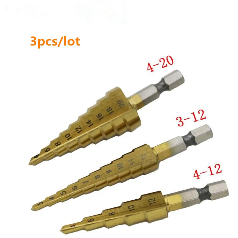3-12mm 4-12mm 4-20mm Woodworking Step Cone Drill Bits