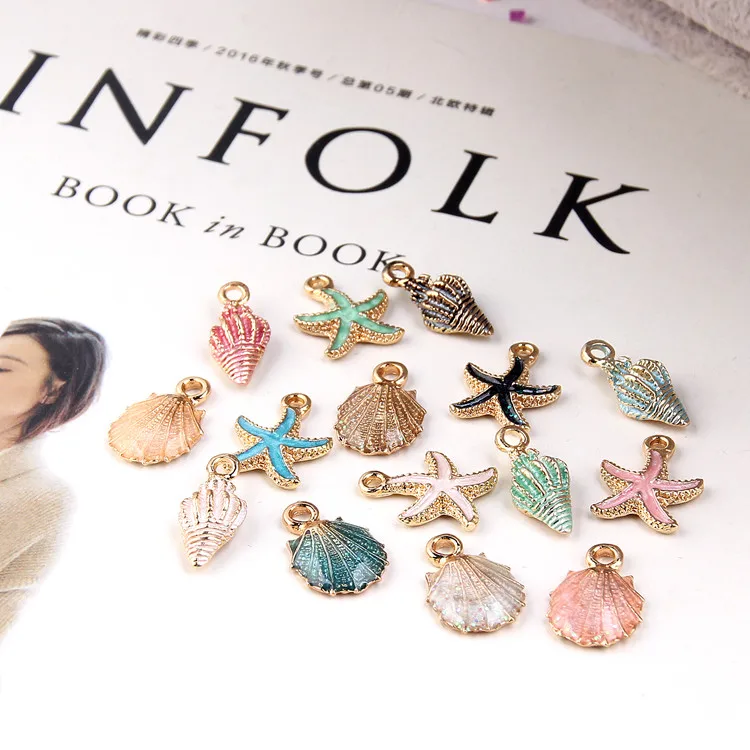 Океанский подвесной кулон со звездой морской звезды и раковиной ушко ожерелья обереги изготовления украшений ручной работы материал 6 штук на.