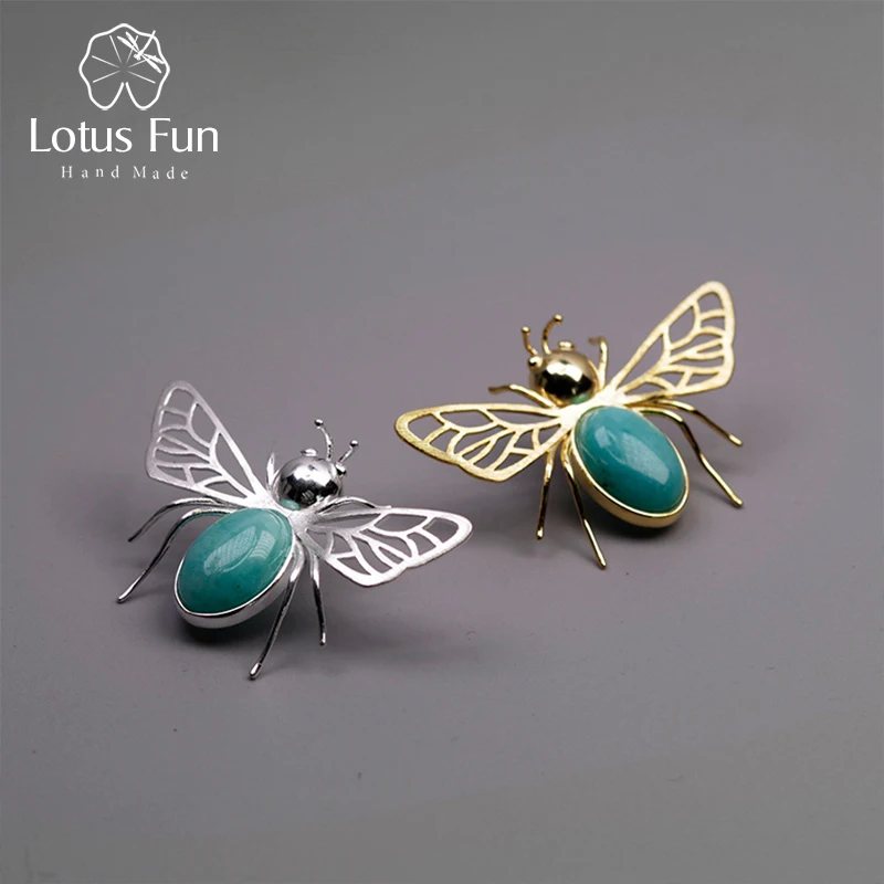 Lotus Fun реальные 925 серебро Амазонит натуральный ручной работы Ювелирные украшения