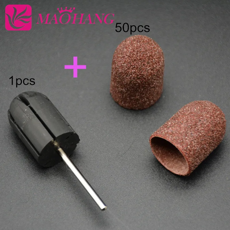 

MAOHANG 16*25 мм 50 шт., шлифовальные ленты для ногтей, колпачки + 1 резиновая оправка для использования на ногтях, твердой коже и мозолях