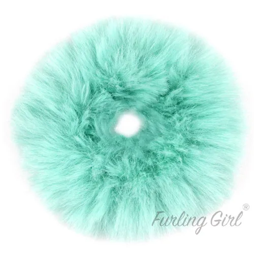 Mint Green Устройство для девочек 1 предмет Пышная юбка, украшенная искусственным мехом; Scrunchies мягкий ручной работы мех резинки для волос кольцо для женщин резинки для волос - Цвет: Mint Green