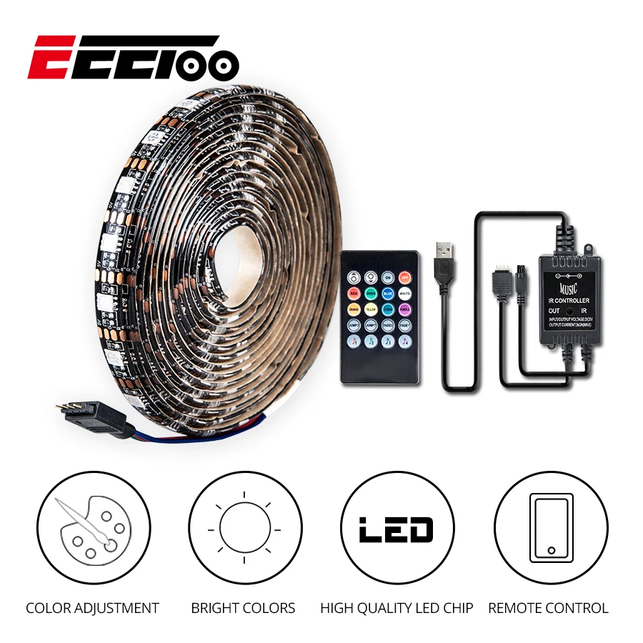 EeeToo RGB Светодиодная лента 5050 SMD водонепроницаемый музыкальный контроллер