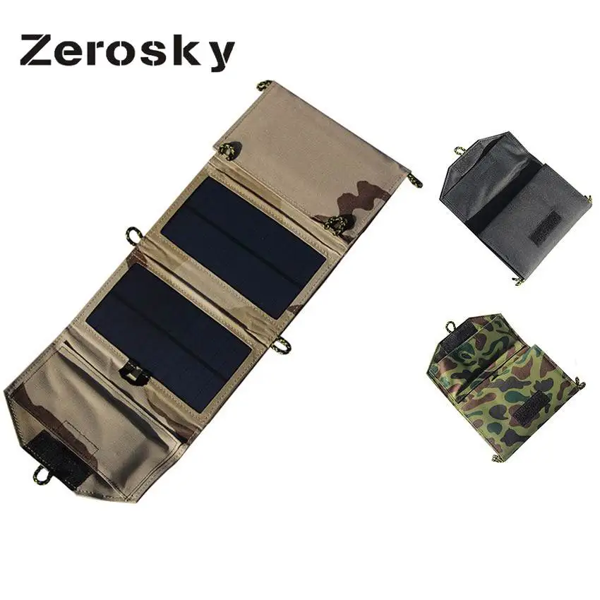 Портативное зарядное устройство Zerosky с солнечной панелью 7 Вт складное батареей