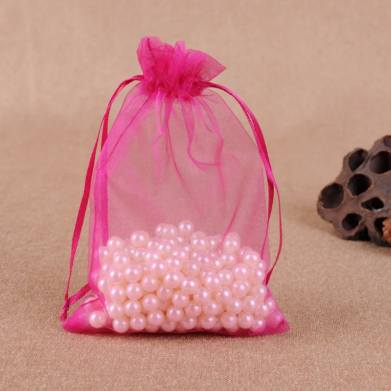 Fushia 100 шт 10x15 см мешочки из органзы со шнурком подарок на Рождество, Хэллоуин коробка упаковочные сумки свадьба счастливая коробка для поздравительных открыток подарочные сумки - Цвет: Fushia